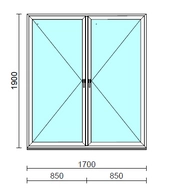 TO Ny-Ny ablak.  170x190 cm (Rendelhető méretek: szélesség 165-174 cm, magasság 185-190 cm.) Deluxe A85 profilból