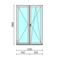 VSZ Ny-Bny ablak.  120x180 cm (Rendelhető méretek: szélesség 120-124 cm, magasság 175-184 cm.) Deluxe A85 profilból