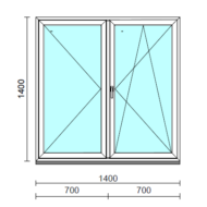 VSZ Ny-Bny ablak.  140x140 cm (Rendelhető méretek: szélesség 135-144 cm, magasság 135-144 cm.)   Green 76 profilból