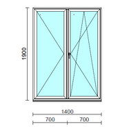 VSZ Ny-Bny ablak.  140x190 cm (Rendelhető méretek: szélesség 135-144 cm, magasság 185-190 cm.) Deluxe A85 profilból