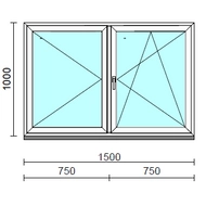 VSZ Ny-Bny ablak.  150x100 cm (Rendelhető méretek: szélesség 145-154 cm, magasság 95-104 cm.)   Green 76 profilból