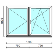 VSZ Ny-Bny ablak.  150x100 cm (Rendelhető méretek: szélesség 145-154 cm, magasság 95-104 cm.)   Green 76 profilból