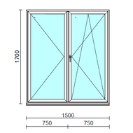 VSZ Ny-Bny ablak.  150x170 cm (Rendelhető méretek: szélesség 145-154 cm, magasság 165-174 cm.)   Green 76 profilból