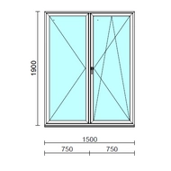 VSZ Ny-Bny ablak.  150x190 cm (Rendelhető méretek: szélesség 145-154 cm, magasság 185-190 cm.)   Green 76 profilból