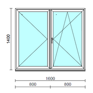 VSZ Ny-Bny ablak.  160x140 cm (Rendelhető méretek: szélesség 155-164 cm, magasság 135-144 cm.) Deluxe A85 profilból