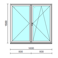VSZ Ny-Bny ablak.  160x150 cm (Rendelhető méretek: szélesség 155-164 cm, magasság 145-154 cm.) Deluxe A85 profilból