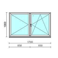VSZ Ny-Bny ablak.  170x100 cm (Rendelhető méretek: szélesség 165-174 cm, magasság 95-104 cm.) Deluxe A85 profilból