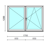 VSZ Ny-Bny ablak.  170x120 cm (Rendelhető méretek: szélesség 165-174 cm, magasság 115-124 cm.)   Green 76 profilból