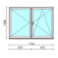 VSZ Ny-Bny ablak.  170x120 cm (Rendelhető méretek: szélesség 165-174 cm, magasság 115-124 cm.) Deluxe A85 profilból
