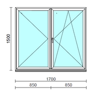 VSZ Ny-Bny ablak.  170x150 cm (Rendelhető méretek: szélesség 165-174 cm, magasság 145-154 cm.)   Green 76 profilból