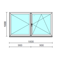 VSZ Ny-Bny ablak.  180x100 cm (Rendelhető méretek: szélesség 175-180 cm, magasság 95-104 cm.)   Green 76 profilból