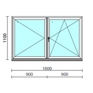 VSZ Ny-Bny ablak.  180x110 cm (Rendelhető méretek: szélesség 175-180 cm, magasság 105-114 cm.) Deluxe A85 profilból