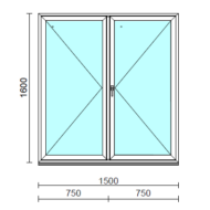 VSZ Ny-Ny ablak.  150x160 cm (Rendelhető méretek: szélesség 145-154 cm, magasság 155-164 cm.) Deluxe A85 profilból