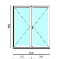 VSZ Ny-Ny ablak.  150x170 cm (Rendelhető méretek: szélesség 145-154 cm, magasság 165-174 cm.) Deluxe A85 profilból