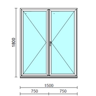 VSZ Ny-Ny ablak.  150x180 cm (Rendelhető méretek: szélesség 145-154 cm, magasság 175-184 cm.) Deluxe A85 profilból