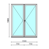 VSZ Ny-Ny ablak.  150x190 cm (Rendelhető méretek: szélesség 145-154 cm, magasság 185-190 cm.) Deluxe A85 profilból