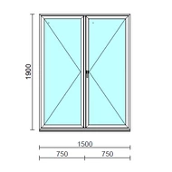 VSZ Ny-Ny ablak.  150x190 cm (Rendelhető méretek: szélesség 145-154 cm, magasság 185-190 cm.) Deluxe A85 profilból