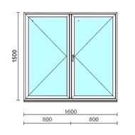 VSZ Ny-Ny ablak.  160x150 cm (Rendelhető méretek: szélesség 155-164 cm, magasság 145-154 cm.) Deluxe A85 profilból