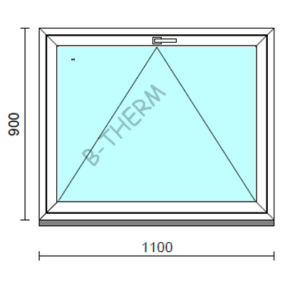 Bukó ablak.  110x 90 cm (Rendelhető méretek: szélesség 105-114 cm, magasság 85- 90 cm.)   Green 76 profilból