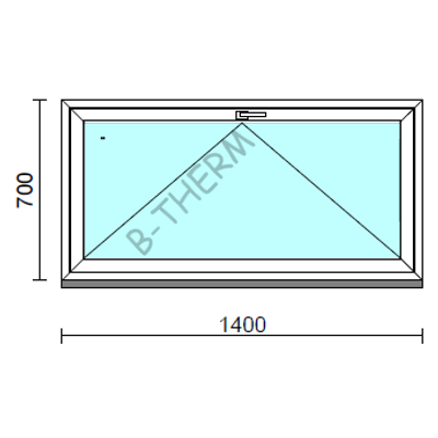 Bukó ablak.  140x 70 cm (Rendelhető méretek: szélesség 135-144 cm, magasság 65- 74 cm.)   Green 76 profilból