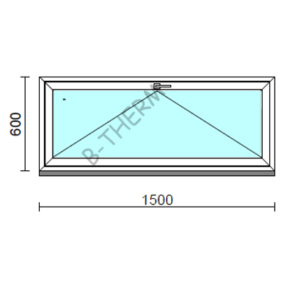 Bukó ablak.  150x 60 cm (Rendelhető méretek: szélesség 145-150 cm, magasság 55- 64 cm.)   Green 76 profilból