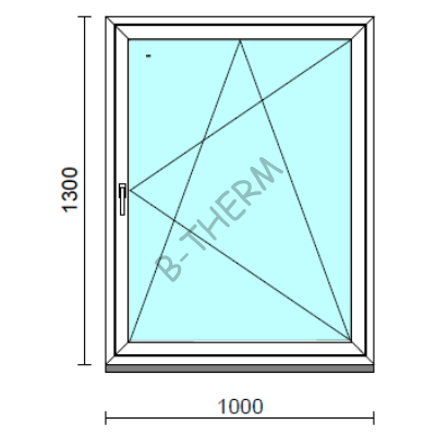Bukó-nyíló ablak.  100x130 cm (Rendelhető méretek: szélesség 95-104 cm, magasság 125-134 cm.)  New Balance 85 profilból