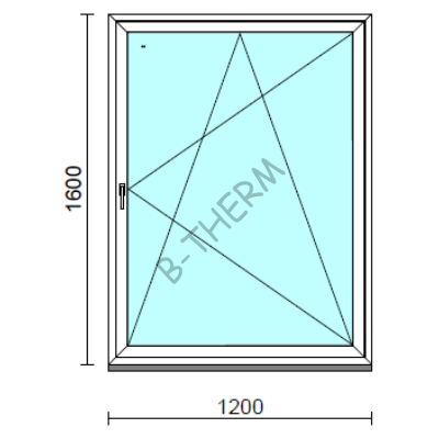 Bukó-nyíló ablak.  120x160 cm (Rendelhető méretek: szélesség 115-124 cm, magasság 155-164 cm.) Deluxe A85 profilból