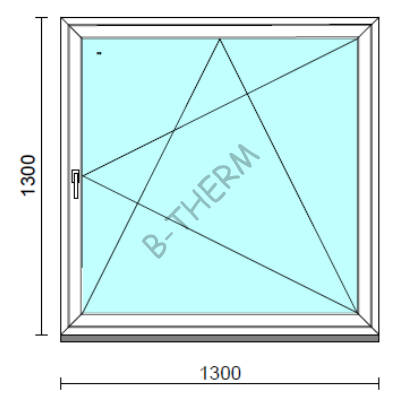 Bukó-nyíló ablak.  130x130 cm (Rendelhető méretek: szélesség 125-134 cm, magasság 125-134 cm.)  New Balance 85 profilból