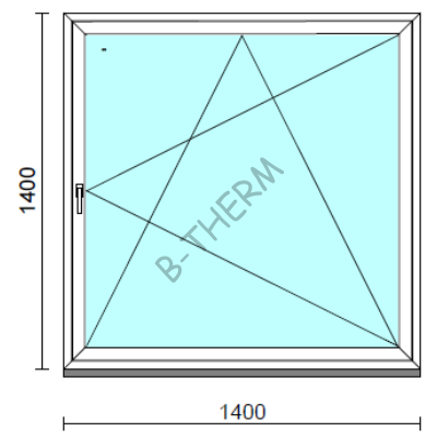Bukó-nyíló ablak.  140x140 cm (Rendelhető méretek: szélesség 135-144 cm, magasság 135-144 cm.) Deluxe A85 profilból