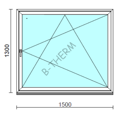 Bukó-nyíló ablak.  150x130 cm (Rendelhető méretek: szélesség 145-150 cm, magasság 125-134 cm.) Deluxe A85 profilból