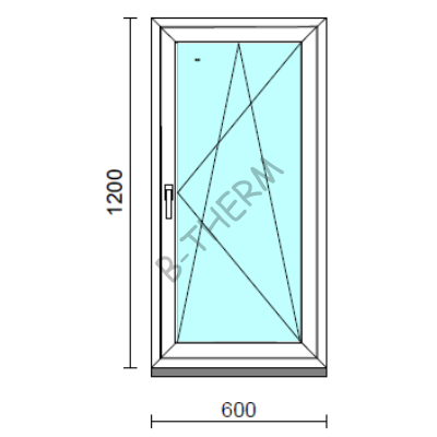 Bukó-nyíló ablak.   60x120 cm (Rendelhető méretek: szélesség 55- 64 cm, magasság 115-124 cm.) Deluxe A85 profilból