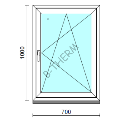 Bukó-nyíló ablak.   70x100 cm (Rendelhető méretek: szélesség 65- 74 cm, magasság 95-104 cm.)  New Balance 85 profilból