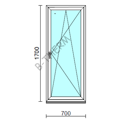 Bukó-nyíló ablak.   70x170 cm (Rendelhető méretek: szélesség 65- 74 cm, magasság 165-174 cm.)   Green 76 profilból