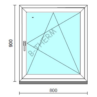 Bukó-nyíló ablak.   80x 90 cm (Rendelhető méretek: szélesség 75- 84 cm, magasság 85- 94 cm.)  New Balance 85 profilból