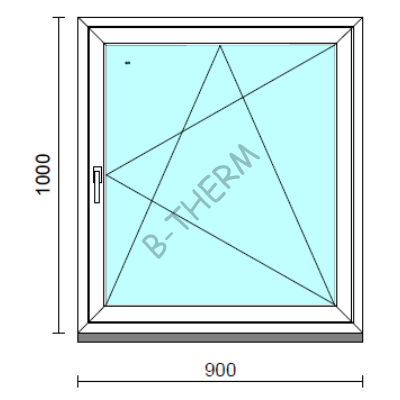 Bukó-nyíló ablak.   90x100 cm (Rendelhető méretek: szélesség 85- 94 cm, magasság 95-104 cm.)  New Balance 85 profilból