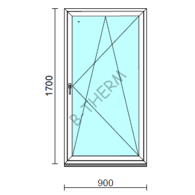 Bukó-nyíló ablak.   90x170 cm (Rendelhető méretek: szélesség 85- 94 cm, magasság 165-174 cm.) Deluxe A85 profilból