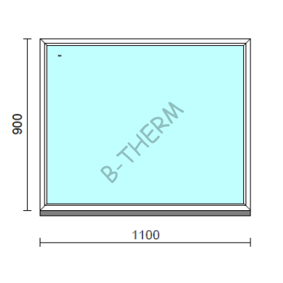 Fix ablak.  110x 90 cm (Rendelhető méretek: szélesség 105-114 cm, magasság 85-94 cm.) Deluxe A85 profilból