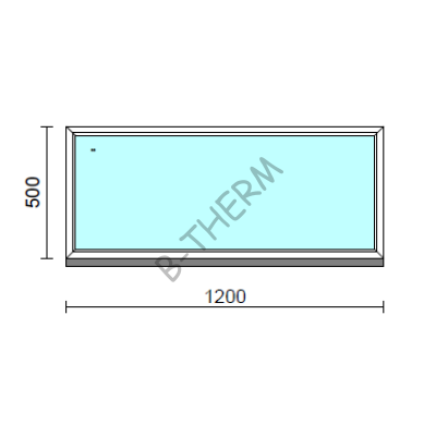 Fix ablak.  120x 50 cm (Rendelhető méretek: szélesség 115-124 cm, magasság 50-54 cm.)   Optima 76 profilból