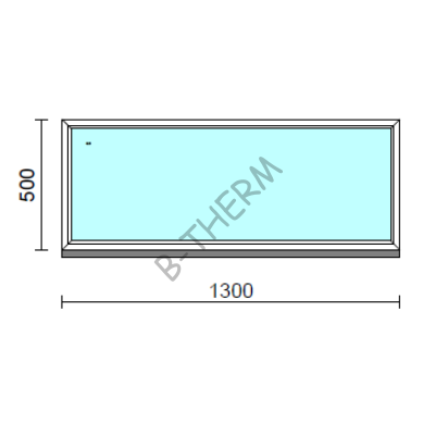 Fix ablak.  130x 50 cm (Rendelhető méretek: szélesség 125-134 cm, magasság 50-54 cm.) Deluxe A85 profilból