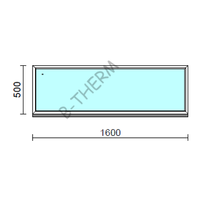 Fix ablak.  160x 50 cm (Rendelhető méretek: szélesség 155-164 cm, magasság 50-54 cm.)   Green 76 profilból