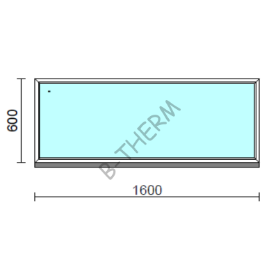 Fix ablak.  160x 60 cm (Rendelhető méretek: szélesség 155-164 cm, magasság 55-64 cm.) Deluxe A85 profilból
