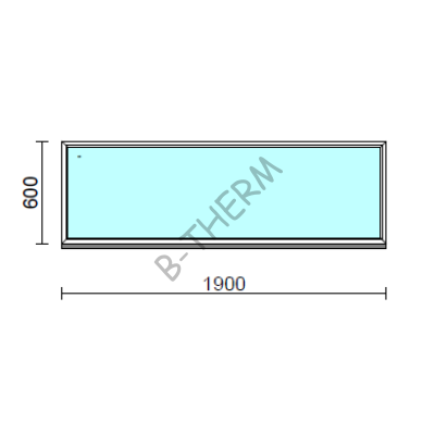 Fix ablak.  190x 60 cm (Rendelhető méretek: szélesség 185-194 cm, magasság 55-64 cm.) Deluxe A85 profilból