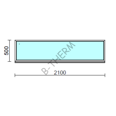 Fix ablak.  210x 50 cm (Rendelhető méretek: szélesség 205-214 cm, magasság 50-54 cm.)   Optima 76 profilból
