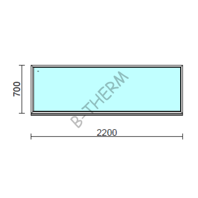 Fix ablak.  220x 70 cm (Rendelhető méretek: szélesség 215-224 cm, magasság 65-74 cm.) Deluxe A85 profilból