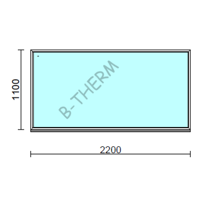 Fix ablak.  220x110 cm (Rendelhető méretek: szélesség 215-224 cm, magasság 105-114 cm.)   Green 76 profilból