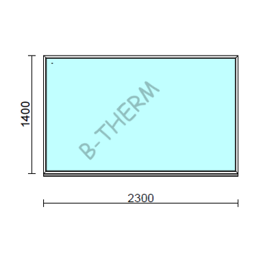 Fix ablak.  230x140 cm (Rendelhető méretek: szélesség 225-234 cm, magasság 135-144 cm.) Deluxe A85 profilból