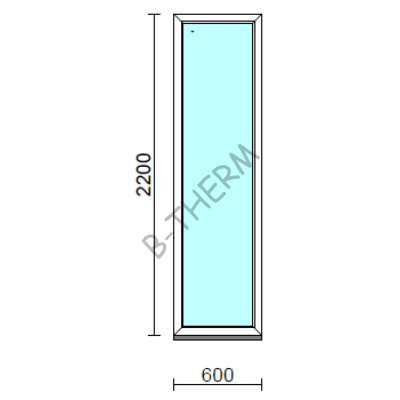 Fix ablak.   60x220 cm (Rendelhető méretek: szélesség 55-64 cm, magasság 215-224 cm.)   Optima 76 profilból