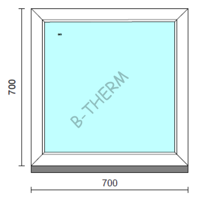 Fix ablak.   70x 70 cm (Rendelhető méretek: szélesség 65-74 cm, magasság 65-74 cm.)   Optima 76 profilból