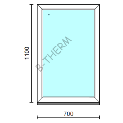 Fix ablak.   70x110 cm (Rendelhető méretek: szélesség 65-74 cm, magasság 105-114 cm.) Deluxe A85 profilból