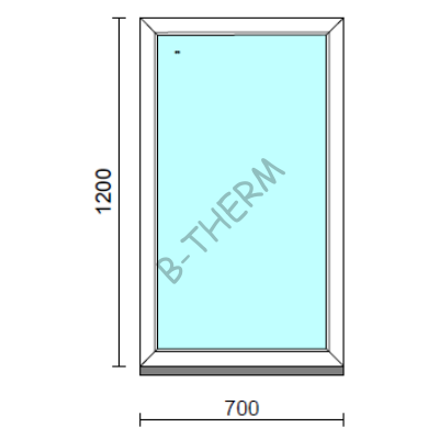 Fix ablak.   70x120 cm (Rendelhető méretek: szélesség 65-74 cm, magasság 115-124 cm.)   Optima 76 profilból